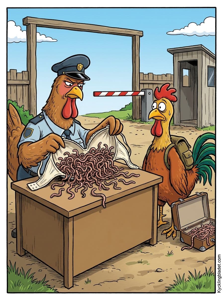 Hönsvakten vid gränsuckan där den maskfyllda behån upptäcktes i torsdags.